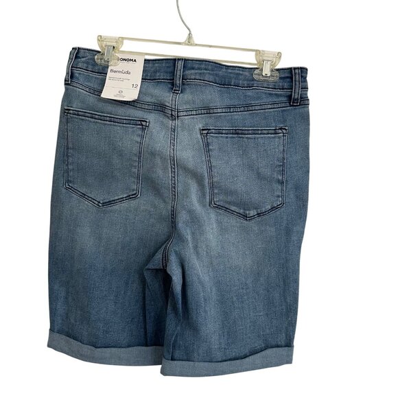 Sonoma Womens Bermuda Denim Shorts Size 12 Jorts Cotton Blend Vacation Beach - Picture 2 of 9